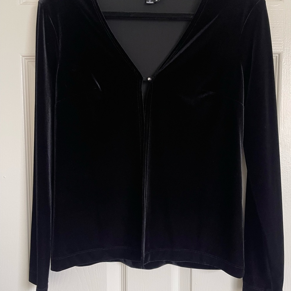 My Michelle Black Velvet One Button Cardigan